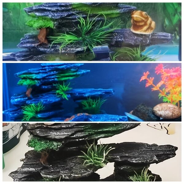 Aquarium Dekoration- Miniatur-Gebirgslandschaft mit Felsen - Moos und Baumhöhle – Bild 7