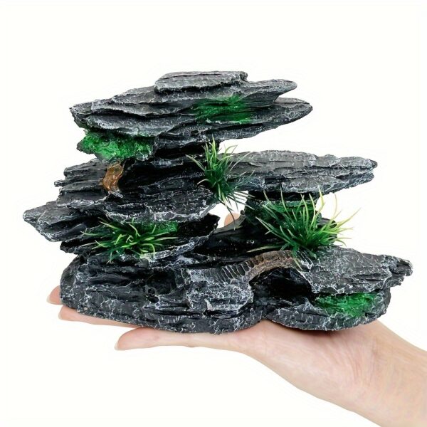 Aquarium Dekoration- Miniatur-Gebirgslandschaft mit Felsen - Moos und Baumhöhle – Bild 8