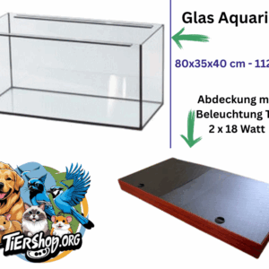 112 Liter Glasaquarium - 80x35x40 cm inklusive Abdeckung und Unterlage
