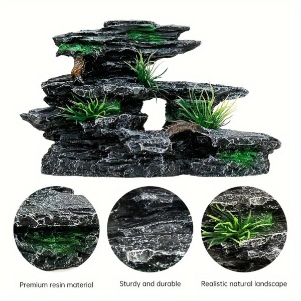 Miniatur - Gebirgslandschaft mit Felsen - Moos und Baumhöhle – Bild 4