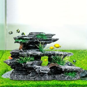 Aquarium Dekoration- Miniatur-Gebirgslandschaft mit Felsen - Moos und Baumhöhle