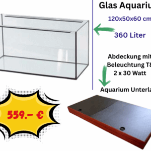 240 Liter Glasaquarium-120x40x50cm inklusive Abdeckung und Unterlage