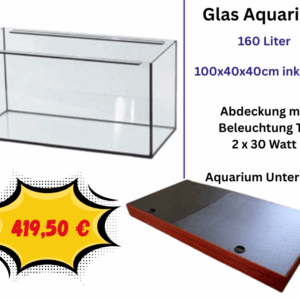 160 Liter Glasaquarium-100x40x40cm inklusive Abdeckung und Unterlage