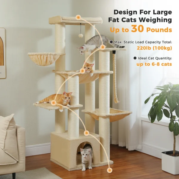 Großer Katzenbaum Robuster Katzenturm mit Luxusausstattung für Große Katzen – Bild 23