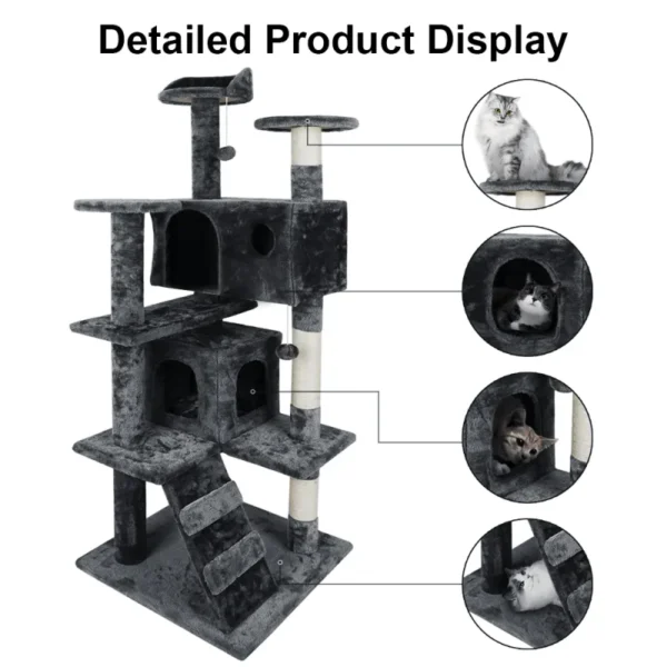 Katzenbaum Multi-Level Robuster Kletterturm mit Kuschelhöhlen – Bild 5