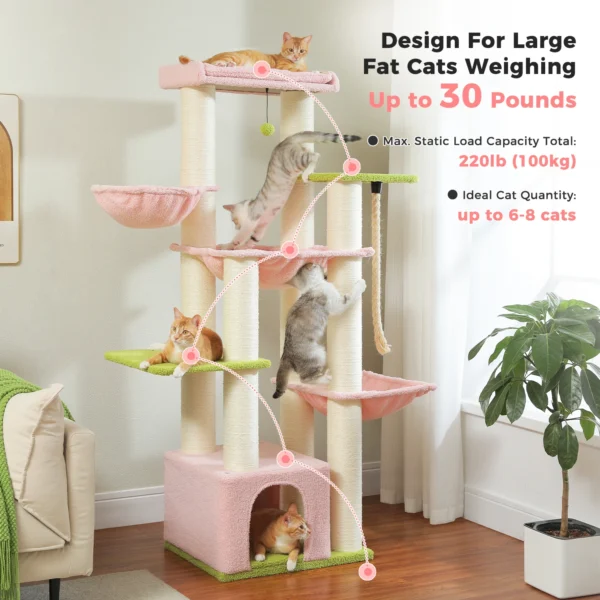 Großer Katzenbaum Robuster Katzenturm mit Luxusausstattung für Große Katzen – Bild 28