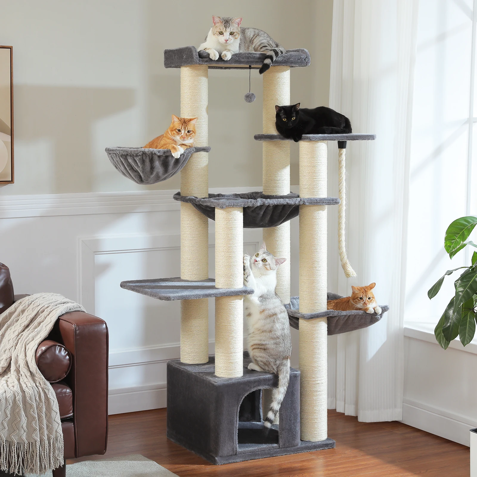Großer Katzenbaum Robuster Katzenturm mit Luxusausstattung für Große Katzen
