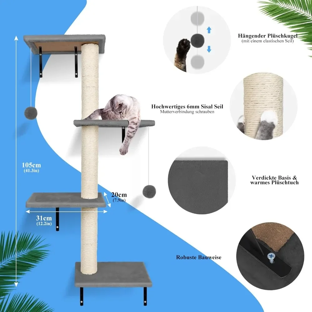 Handgemachtes 10-teiliges Katzen-Kletterwand-Set