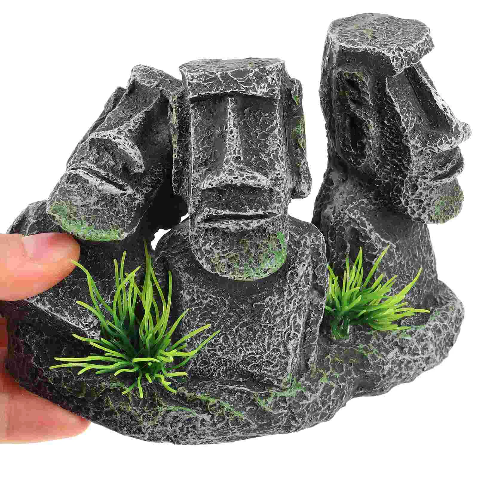 Harz Moai-Statue Aquarium Dekoration - Kreativer Blickfang für Ihr Aquarium