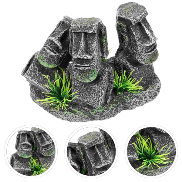 Harz Moai-Statue Aquarium Dekoration - Kreativer Blickfang für Ihr Aquarium – Bild 3