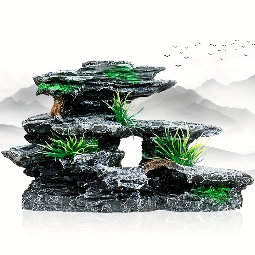Aquarium Dekoration- Miniatur-Gebirgslandschaft mit Felsen - Moos und Baumhöhle