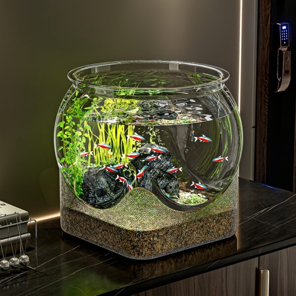 Transparente Runde Fischschale Desktop-Aquarium für 360-Grad-Sicht – Bild 3