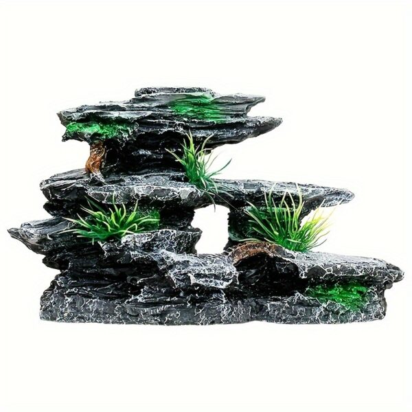 Aquarium Dekoration- Miniatur-Gebirgslandschaft mit Felsen - Moos und Baumhöhle – Bild 10
