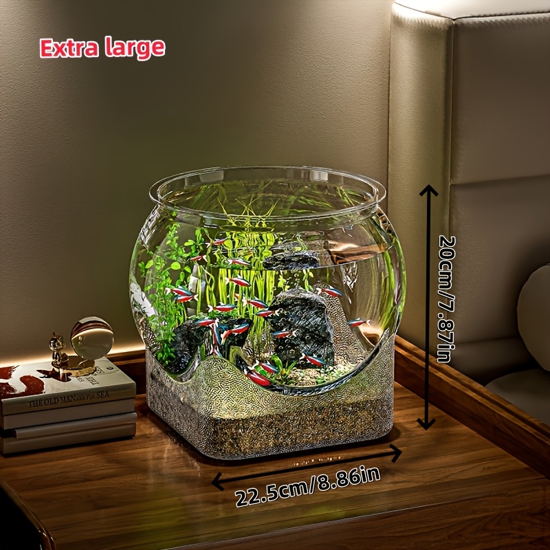 Transparente Runde Fischschale Desktop-Aquarium für 360-Grad-Sicht