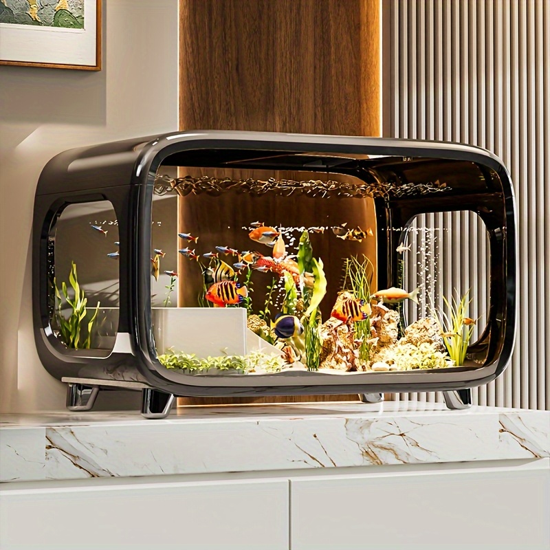 Kleines Modernes Luxus-Aquarium -Transparenter Blickfang - 20 l-schwarz