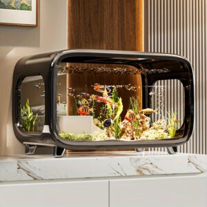 Kleines Modernes Luxus-Aquarium -Transparenter Blickfang - 20 l-schwarz