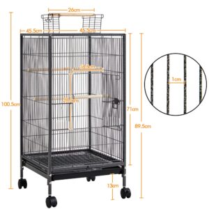 Costoffs Vogelkäfig mit Rollen – Sittichkäfig mit Dachöffnung