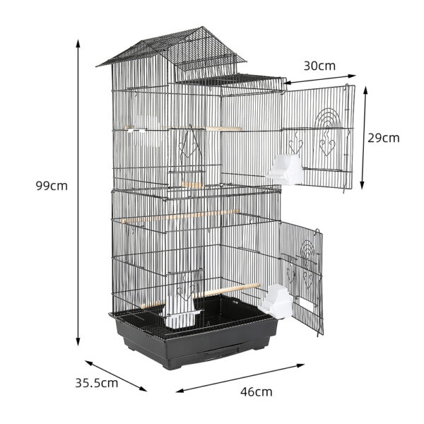 Tragbarer Vogelkäfig – Schwarz – 46x35x99 cm – Bild 6