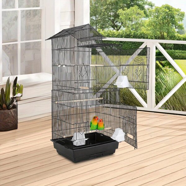 Tragbarer Vogelkäfig – Schwarz – 46x35x99 cm – Bild 3