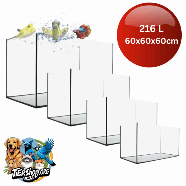 216 Liter Handgefertigtes Glas-Aquarium - 60x60x60cm