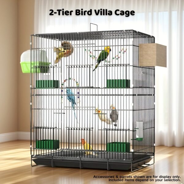 10-teiliges, faltbares Vogelkäfig-Set – Schwarz – 51x34x74 cm – Bild 2