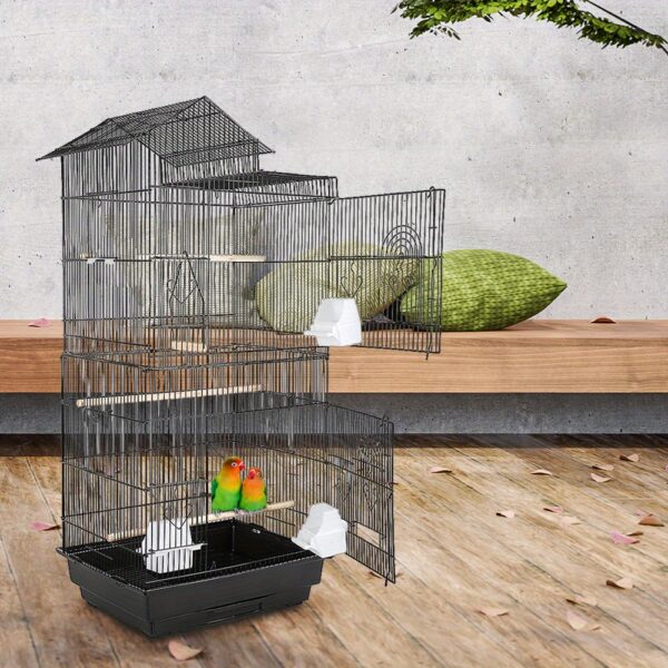 Tragbarer Vogelkäfig – Schwarz – 46x35x99 cm – Bild 4