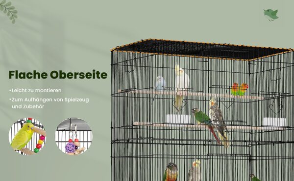 Costoffs Vogelkäfig mit Rollständer – Mobile Voliere mit Ablage – Bild 11