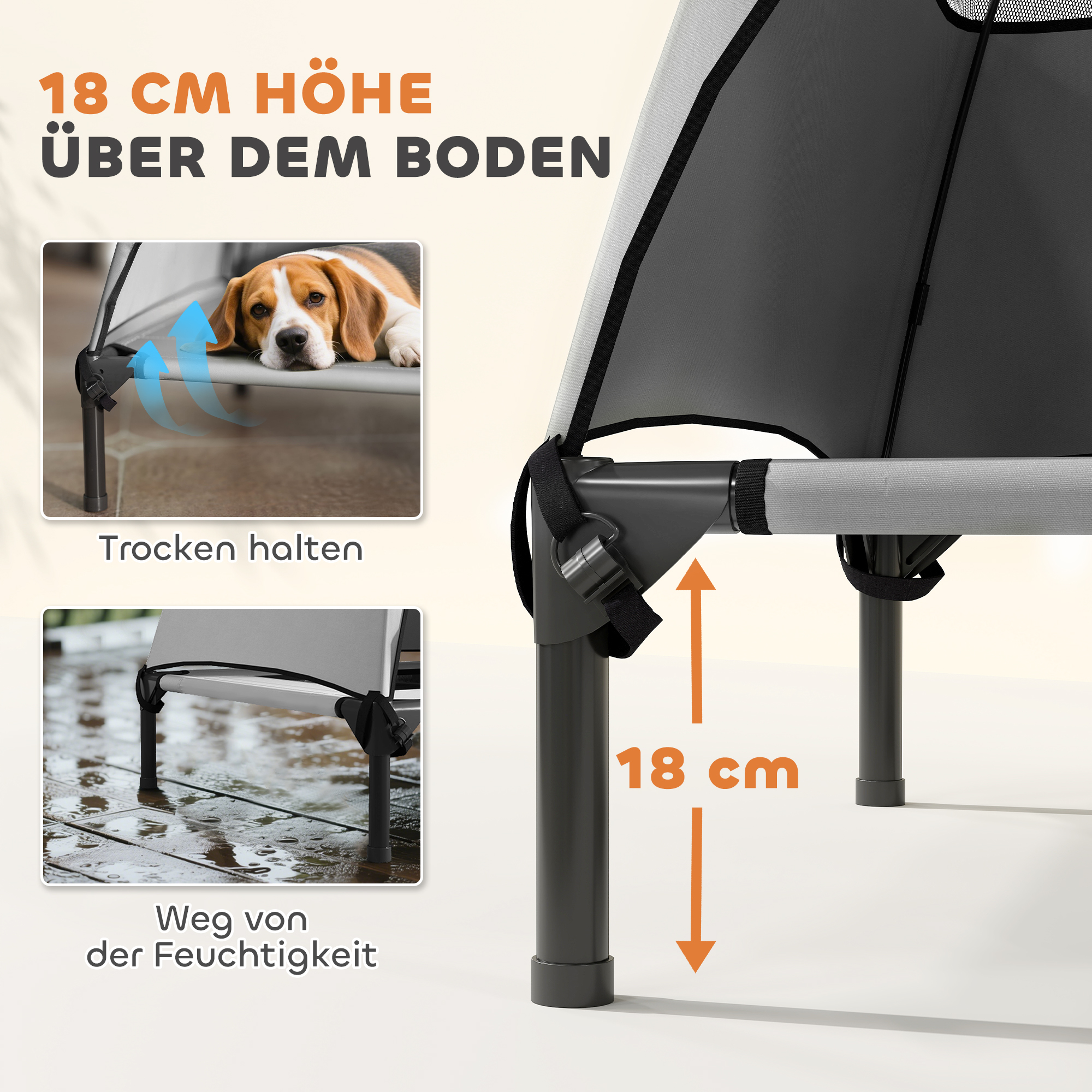Hundeliege Outdoor mit Dach – Erhöhtes Hundebett