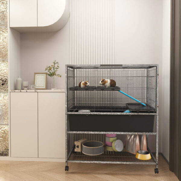 NAIZY 3-Tier Nagerkäfig mit Metallständer – Mobiler Käfig  – Bild 7