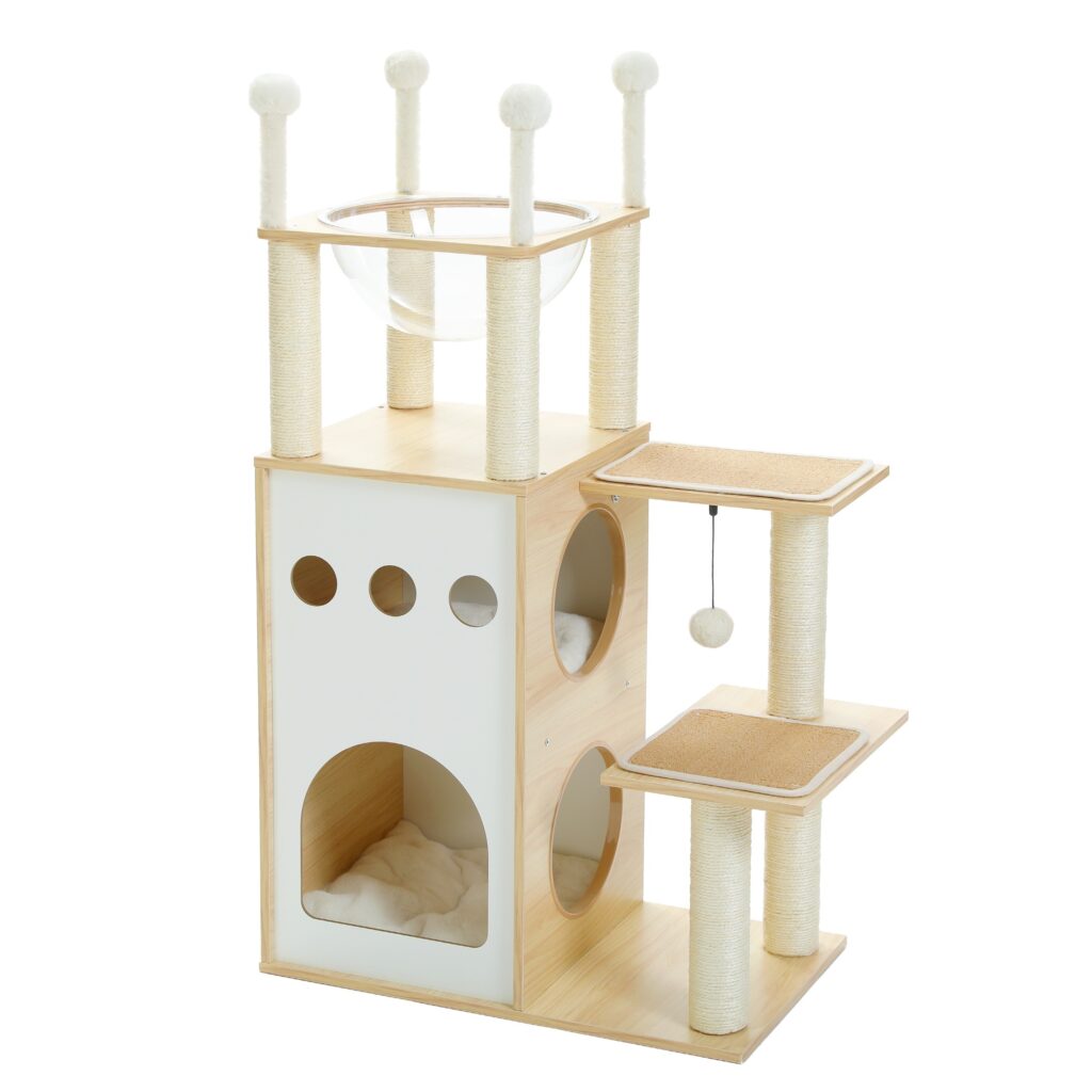 Moderner Katzenbaum – 108 cm mit Kapselnest BEIGE