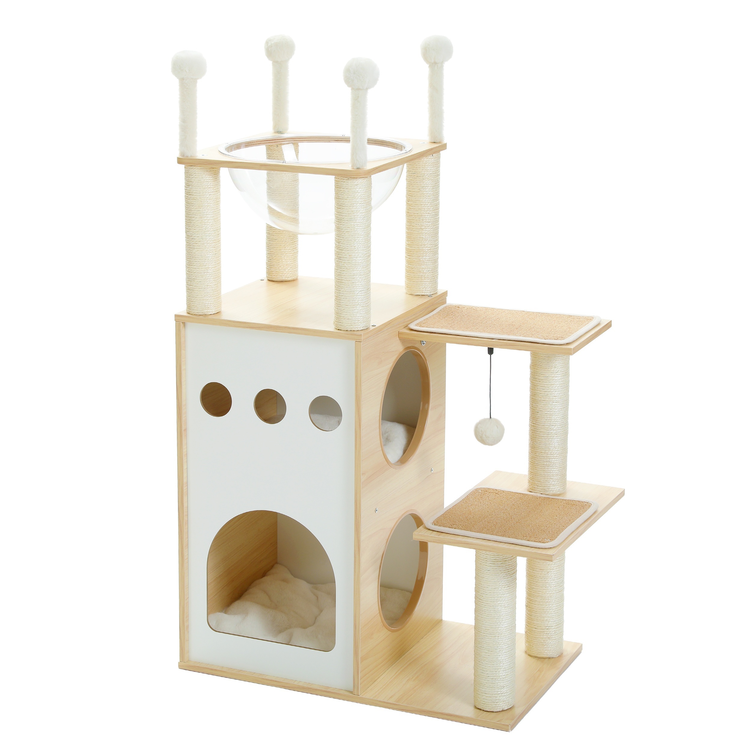 Moderner Katzenbaum – 108 cm mit Kapselnest BEIGE