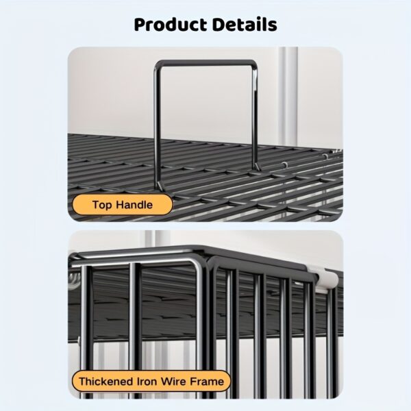 10-teiliges, faltbares Vogelkäfig-Set – Schwarz – 51x34x74 cm – Bild 10
