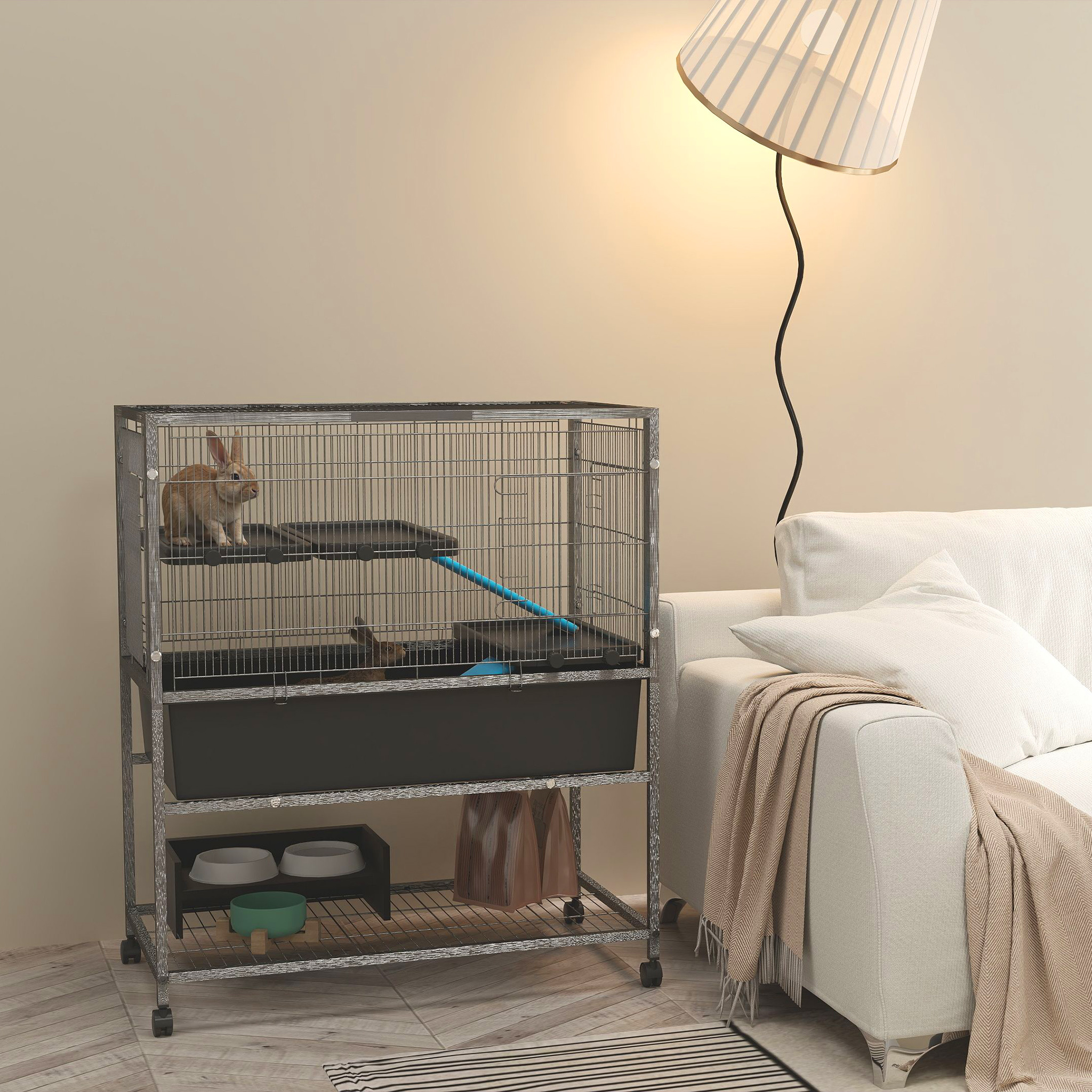 NAIZY 3-Tier Nagerkäfig mit Metallständer – Mobiler Käfig 