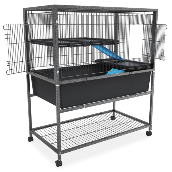 NAIZY 3-Tier Nagerkäfig mit Metallständer – Mobiler Käfig 