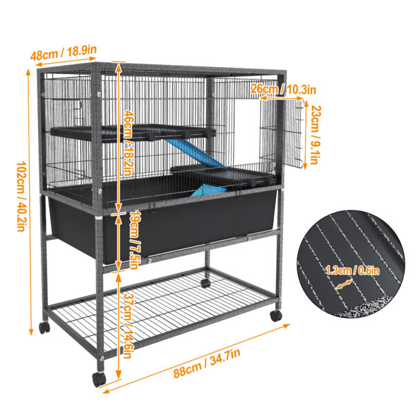 NAIZY 3-Tier Nagerkäfig mit Metallständer – Mobiler Käfig  – Bild 5