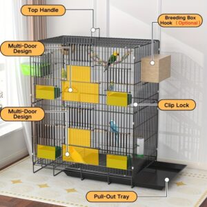 10-teiliges, faltbares Vogelkäfig-Set – Schwarz – 51x34x74 cm