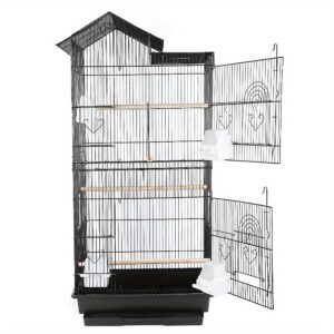 Tragbarer Vogelkäfig – Schwarz – 46x35x99 cm