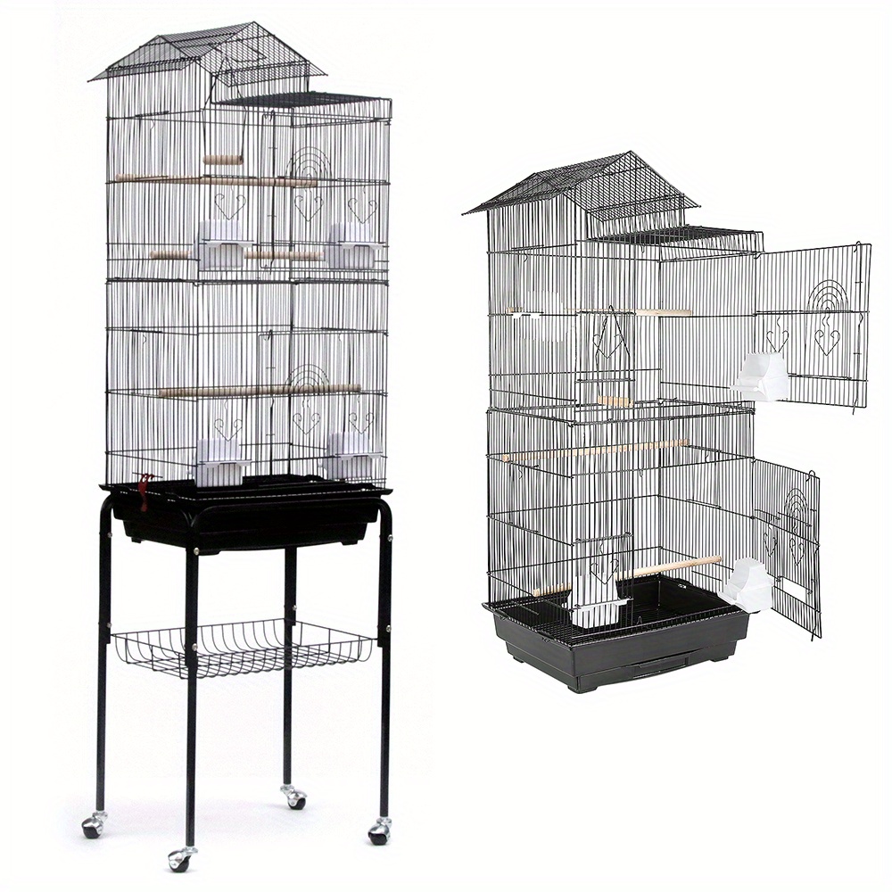 Tragbarer Vogelkäfig – Schwarz – 46x35x99 cm
