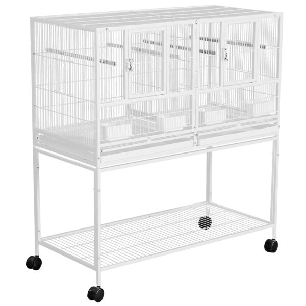 Costoffs Doppel-Vogelkäfig 105 cm – Zuchtkäfig mit Trennwand und Rollen – Bild 7