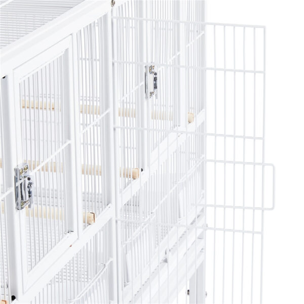 Costoffs Doppel-Vogelkäfig 105 cm – Zuchtkäfig mit Trennwand und Rollen – Bild 12