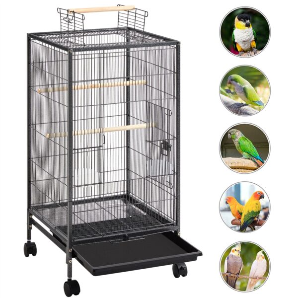Costoffs Vogelkäfig mit Rollen – Sittichkäfig mit Dachöffnung – Bild 2